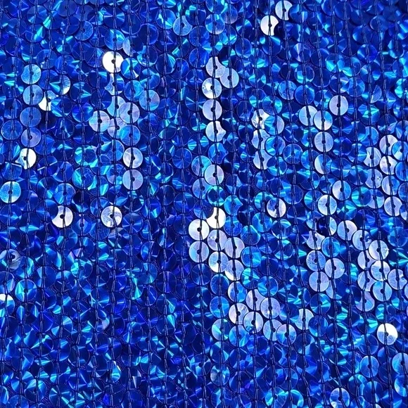 Vintage Sterling By Stone Ferris Blue Sequin Silk Open Back Coctail Party Dress - Picture 6 of 16